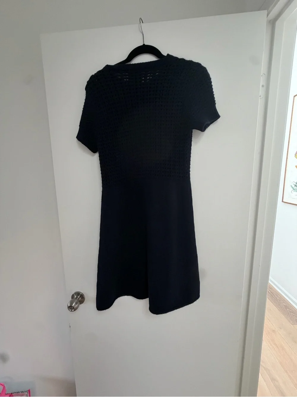 CHANEL Navy Short-Sleeve Knit Fit-and-Flare Dress